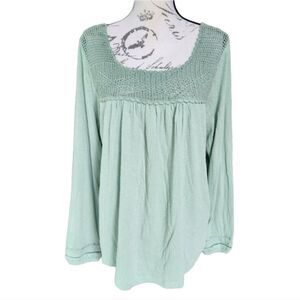 Soft Surroundings -468 NWT Arlo Top in Basil Long Sleeve Woven Heavenly Soft - S